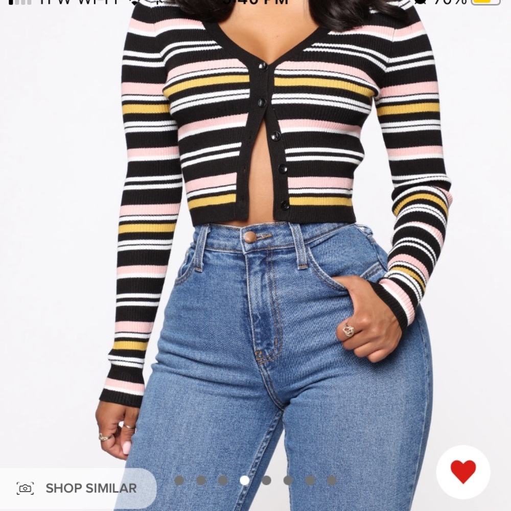 Fashion Nova striped sweater top with buttons